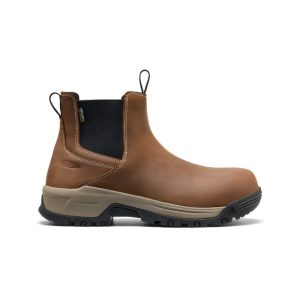 Men's Evanston Chelsea Waterproof Work Boot (Soft Toe)  |  Bison/Black