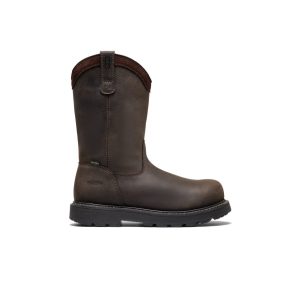 Men's Cincinnati Pull-On 90° Heel Waterproof Work Boot (Carbon Toe)  |  Chocolate Brown/Black